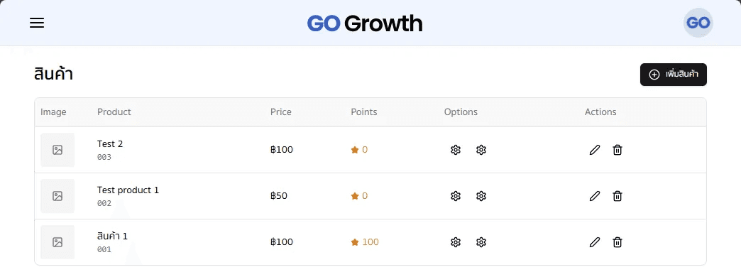 ตัวอย่างหน้าจอสินค้า
